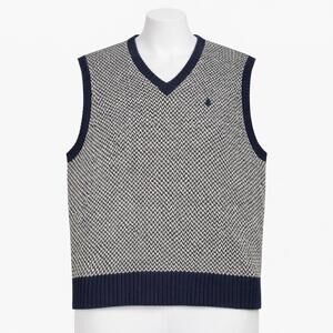 Polo Ralph Lauren Knit Sweater Vest Houndstooth Linen Cotton Sz XXL Layer Preppy